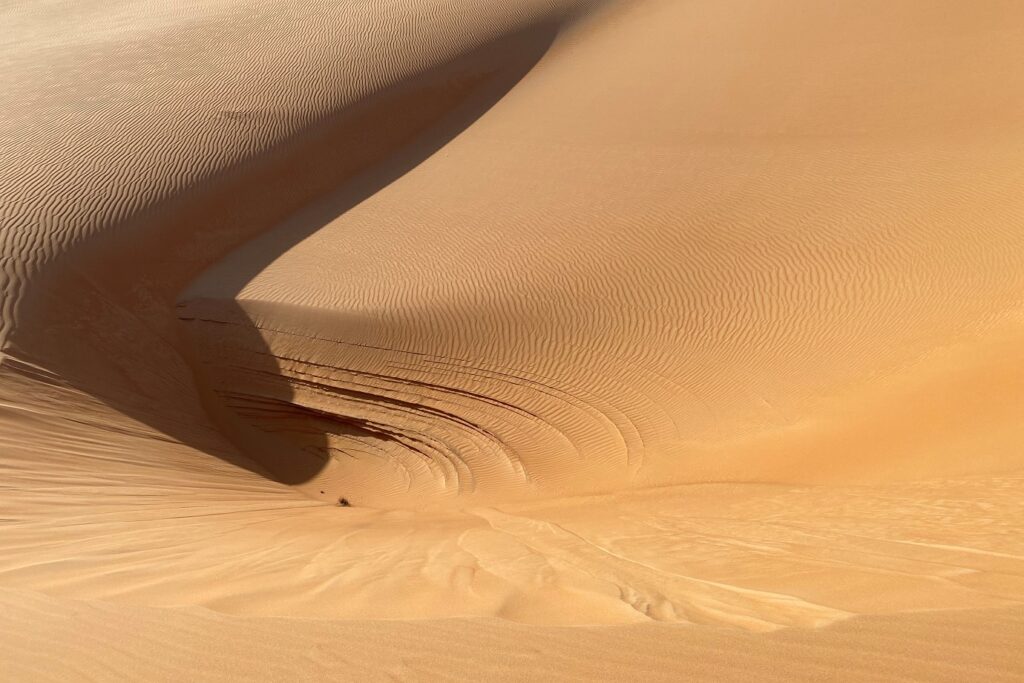 Prise de vue du sable des dunes en Mauritanie