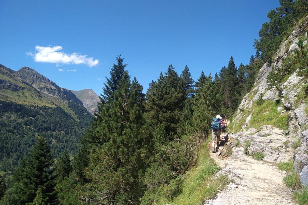 randonneurs sur un sentier de randonnée avec leur guide