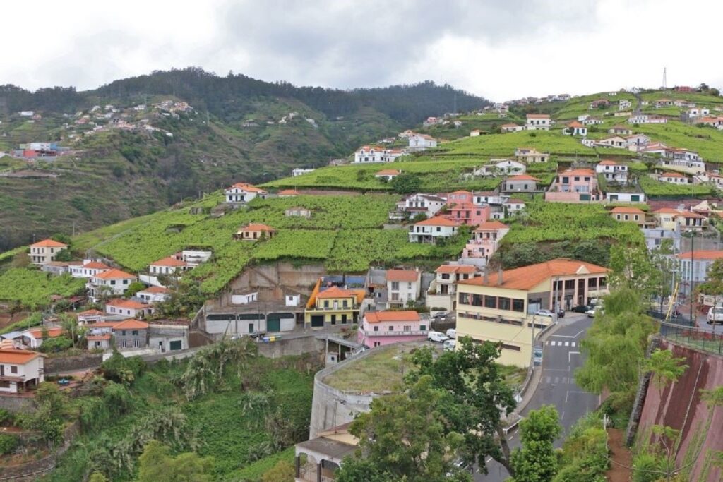 Paysage à Madère avec des habitations à flanc de montagne