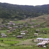Paysage verdoyant avec un village au Népal