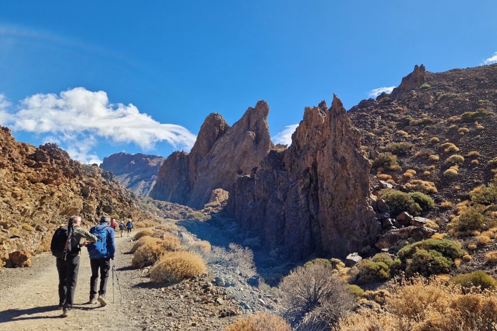 randonneurs sur un sentier des Canaries sur l'île de Tenerife qui marchent