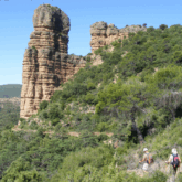 Groupe de marcheurs dans des endroits verdoyants en Sierra de Guara