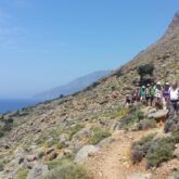 Groupe de randonneurs sur un sentier de randonnée de montagne