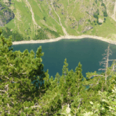 Paysage de montagne avec un lac et une forêt