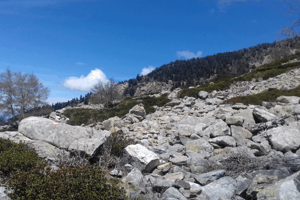 Paysage de montagne avec des pierres à flanc de montagne