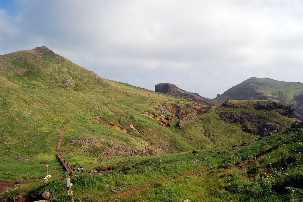 Sentier de montagne sur l'île de Madère avec de la végétation
