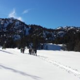 Groupe de randonneurs sur un sentier de randonnée dans le massif du Néouvielle