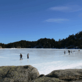 Groupe de familles en train de faire du patin à glace lors d'un séjour multi-activités en hiver en Cerdagne