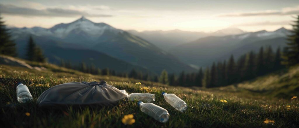 Déchets laissés en montagne par des randonneurs