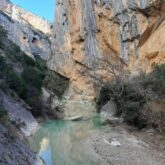 Petit courant d'eau au pied d'une falaise