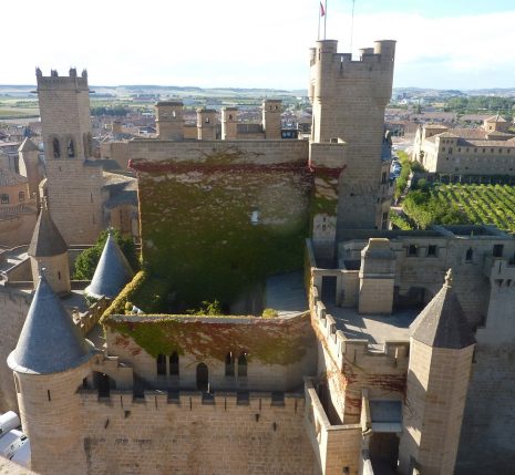Paysage d'un château observé lors de randonnée sur le chemin de Saint-Jacques de Compostelle